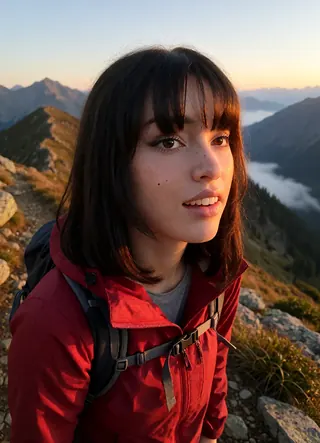Frame 03, mountain ridge, sunrise: face match 0.63