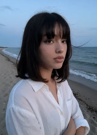 Frame 06, beach, dusk: face match 0.83